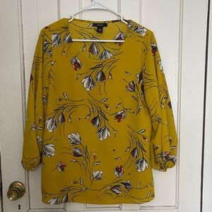Alfani Mustard Floral Blouse